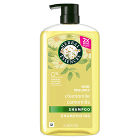 Herbal Essences on bathroom shelf in lifestyle setting conveying everyday brightening routine.