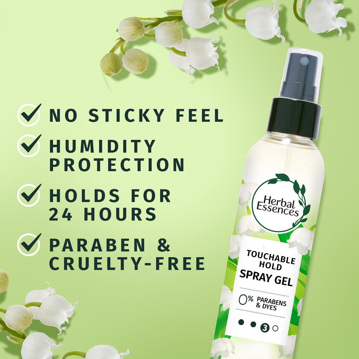 Herbal Essences spray nozzle close-up dispensing fine mist for even coverage