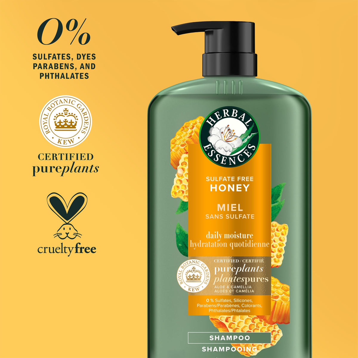Herbal Essences creamy golden shampoo texture illustrating smooth application benefit