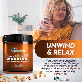 Herbal Mana Royal Warrior applied on hand demonstrating spreadability benefit: lightweight comfort