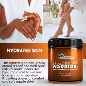 Herbal Mana Royal Warrior ingredients bottle still life highlighting aloe and oils benefit: natural nourishment