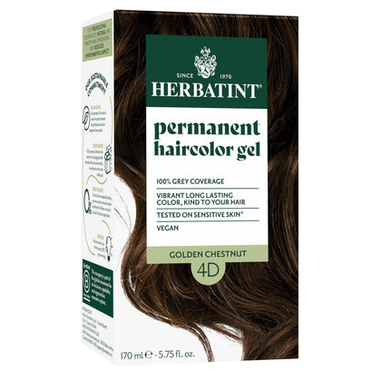 Herbatint front box showing 4D Golden Chestnut and benefits