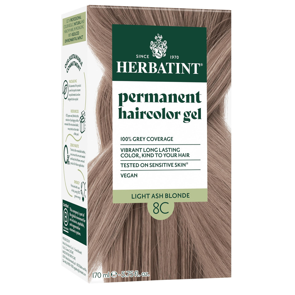 Herbatint 8C front box and bottle showing packaging and shade benefits