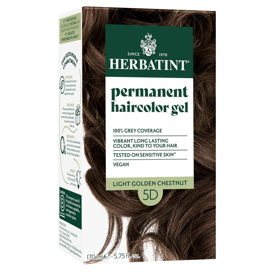 Herbatint front packaging showing 5D Light Golden Chestnut and product benefit