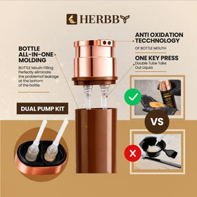 HERBBY bottle on bathroom shelf suggesting convenient at-home routine