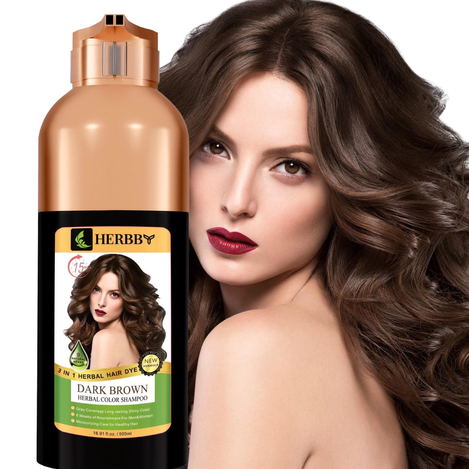 HERBBY front bottle showing dark brown color and easy at-home benefit