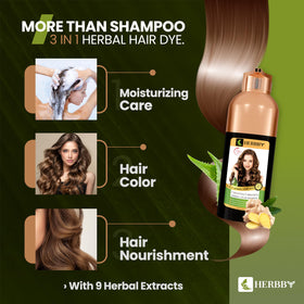 HERBBY-treated hair glossy finish demonstrating added shine and smoothness