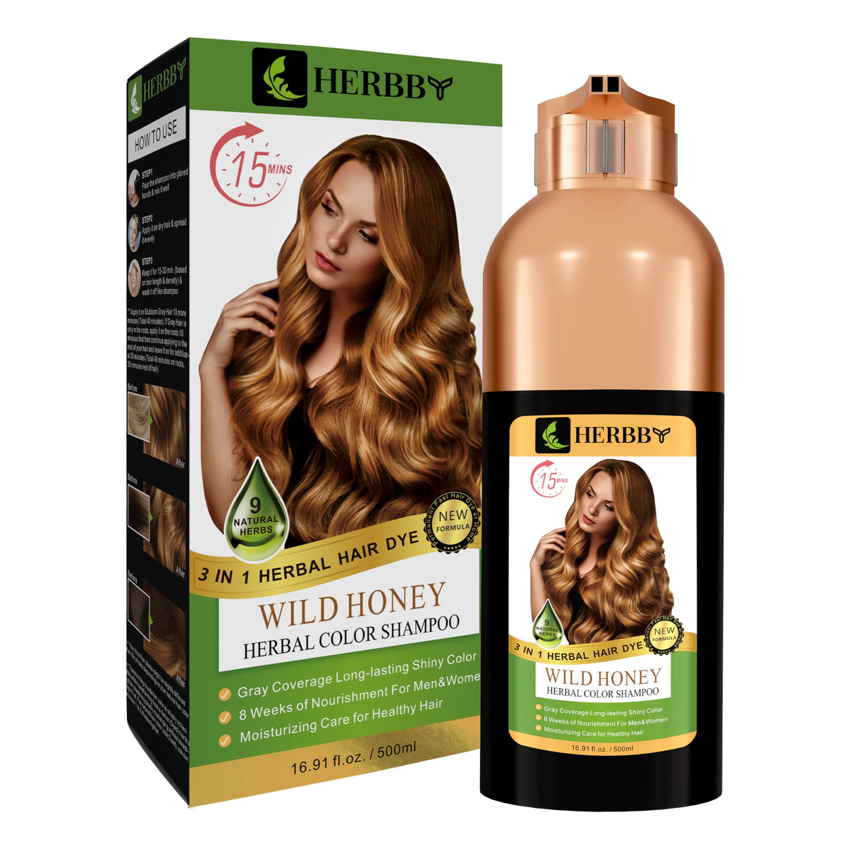 HERBBY display of nine herbal extracts highlighting nourishing care