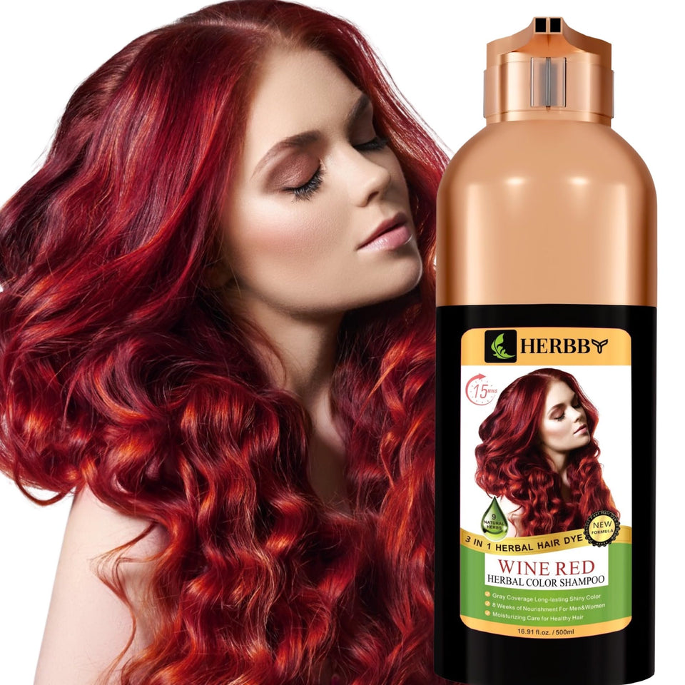 HERBBY front packaging showing wine red bottle and clear usage benefit