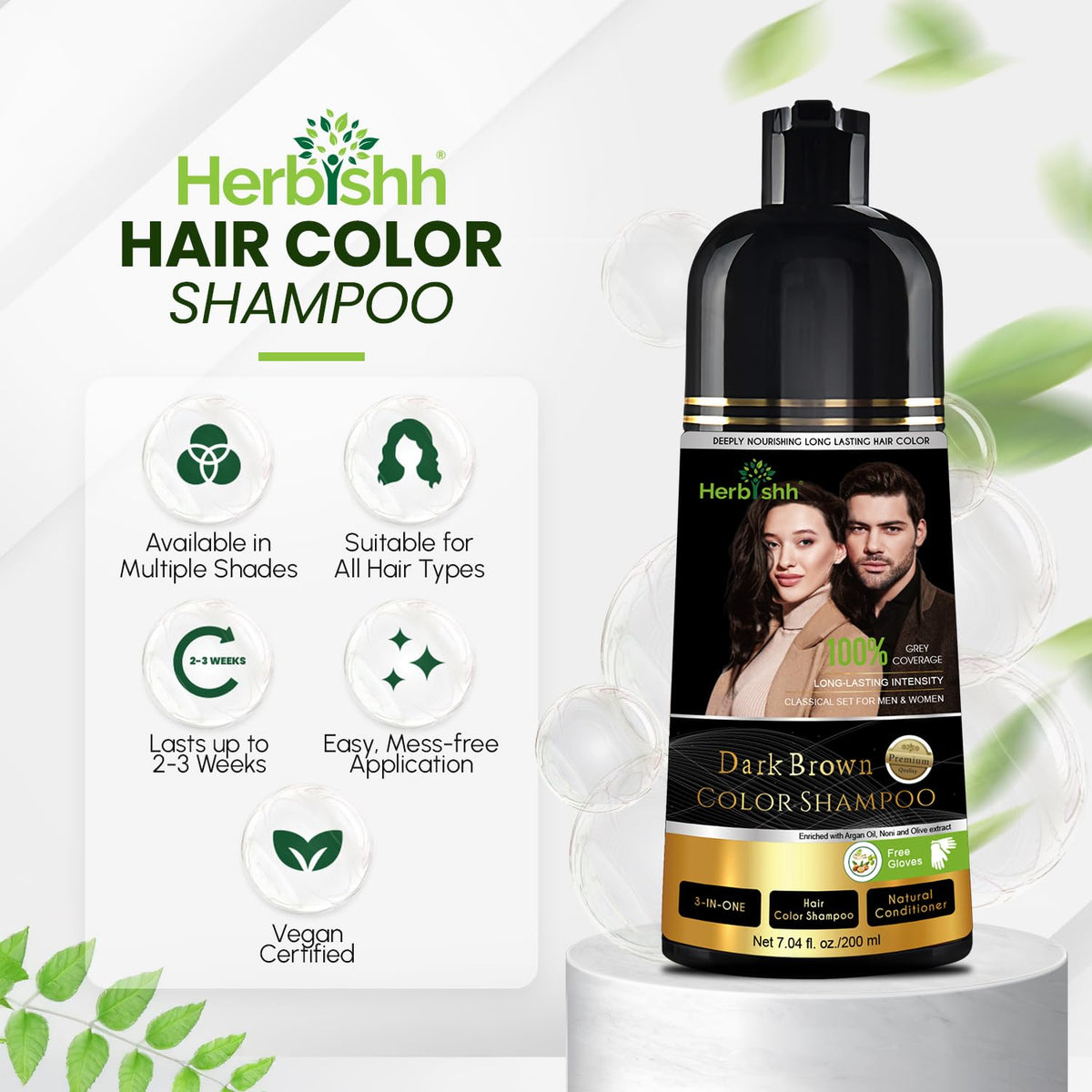 Herbishh applied to grey hair by hand, easy at-home coloring and coverage benefit