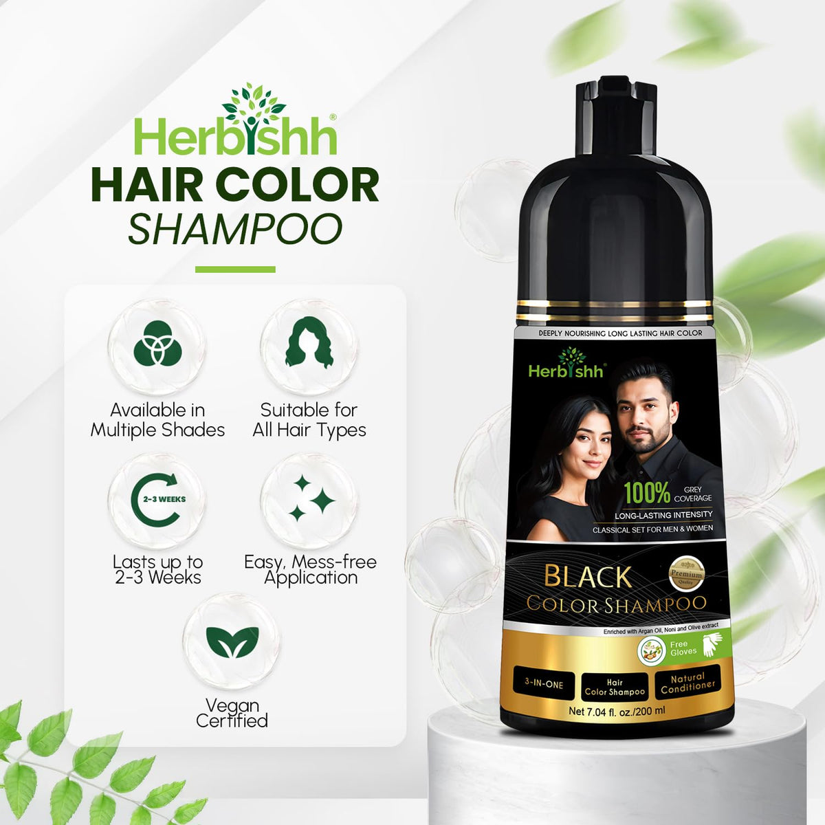 Herbishh application on wet hair showing even coverage and speed