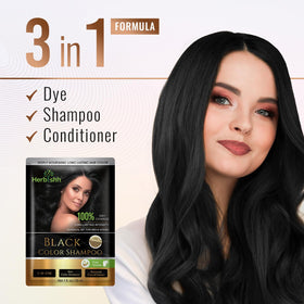 Before and after chestnut brown result with Herbishh showing natural-looking coverage