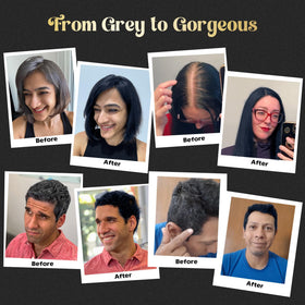 Herbishh before and after gray coverage showing visible color improvement