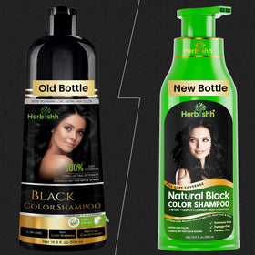 Herbishh black shampoo texture being poured, moisturizing consistency visible