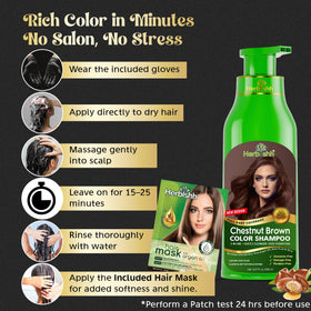 Split view before and after using Herbishh chestnut brown showing gray coverage