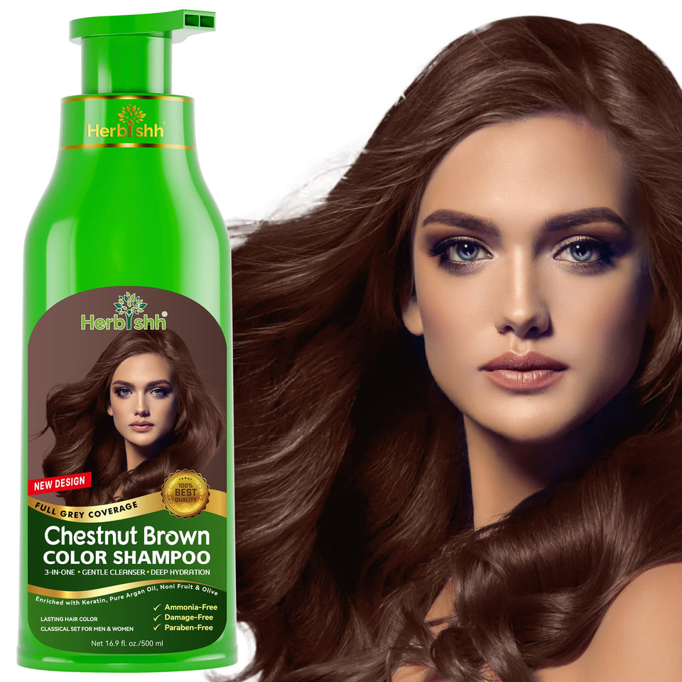 Herbishh front packaging showing chestnut brown 500ml bottle and label benefits