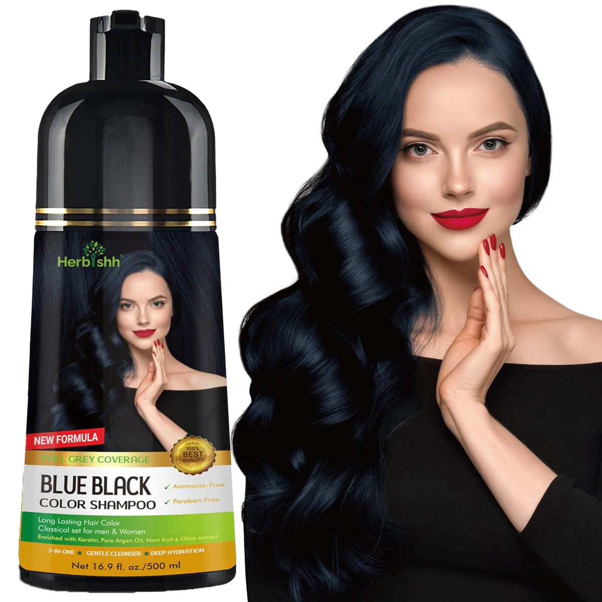 Herbishh front bottle blue black showing full packaging and benefit