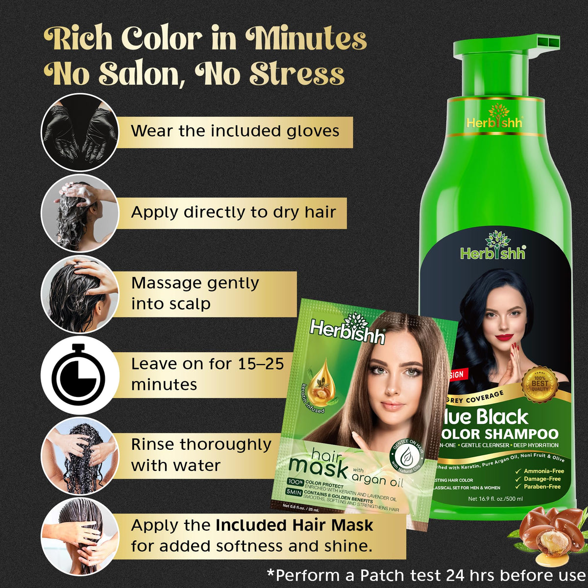Herbishh in-shower application demonstrating quick five to ten minute use