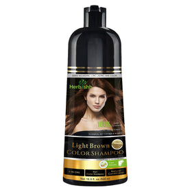 Herbishh front bottle showing label and light brown shade benefit