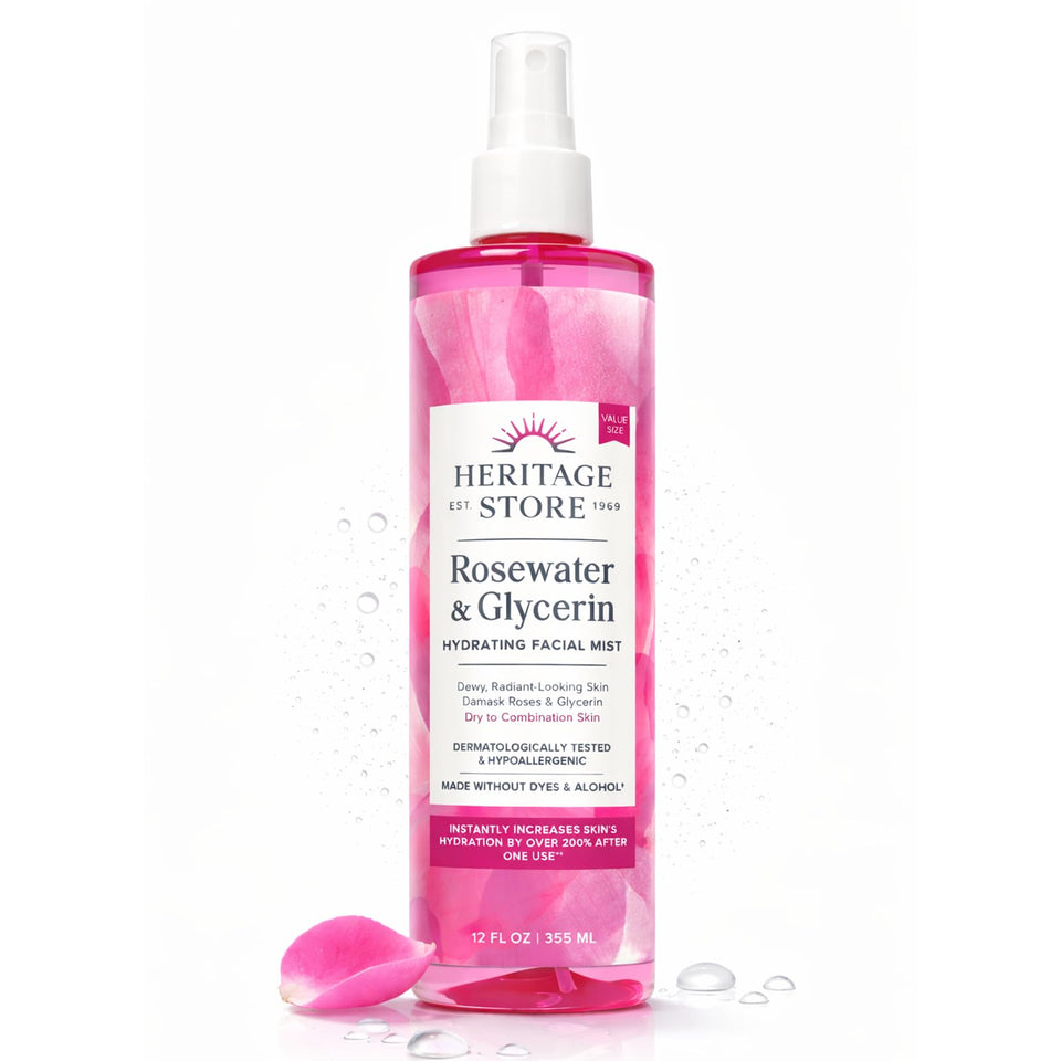 Heritage Store front packaging showing 12 fl oz bottle and label, easy hydration