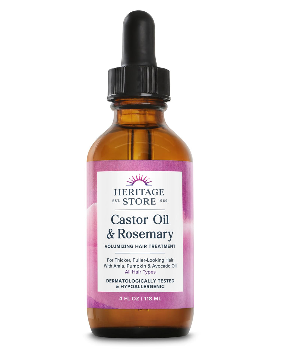 HERITAGE STORE bottle front packaging showing label and amber glass preserving oils