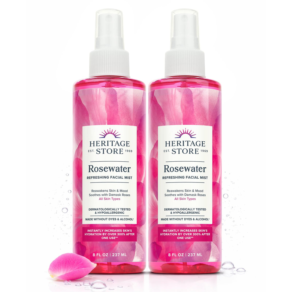 HERITAGE STORE front packaging showing two 8oz bottles and label benefits