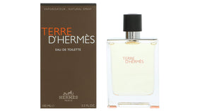 Hermès Terre d'Hermès spray application on wrist illustrating scent use and longevity