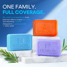 Hermon soap placed in bathroom lifestyle promoting daily routine use