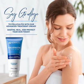 Hermon cream on forearm treating body follicles for even coverage benefit