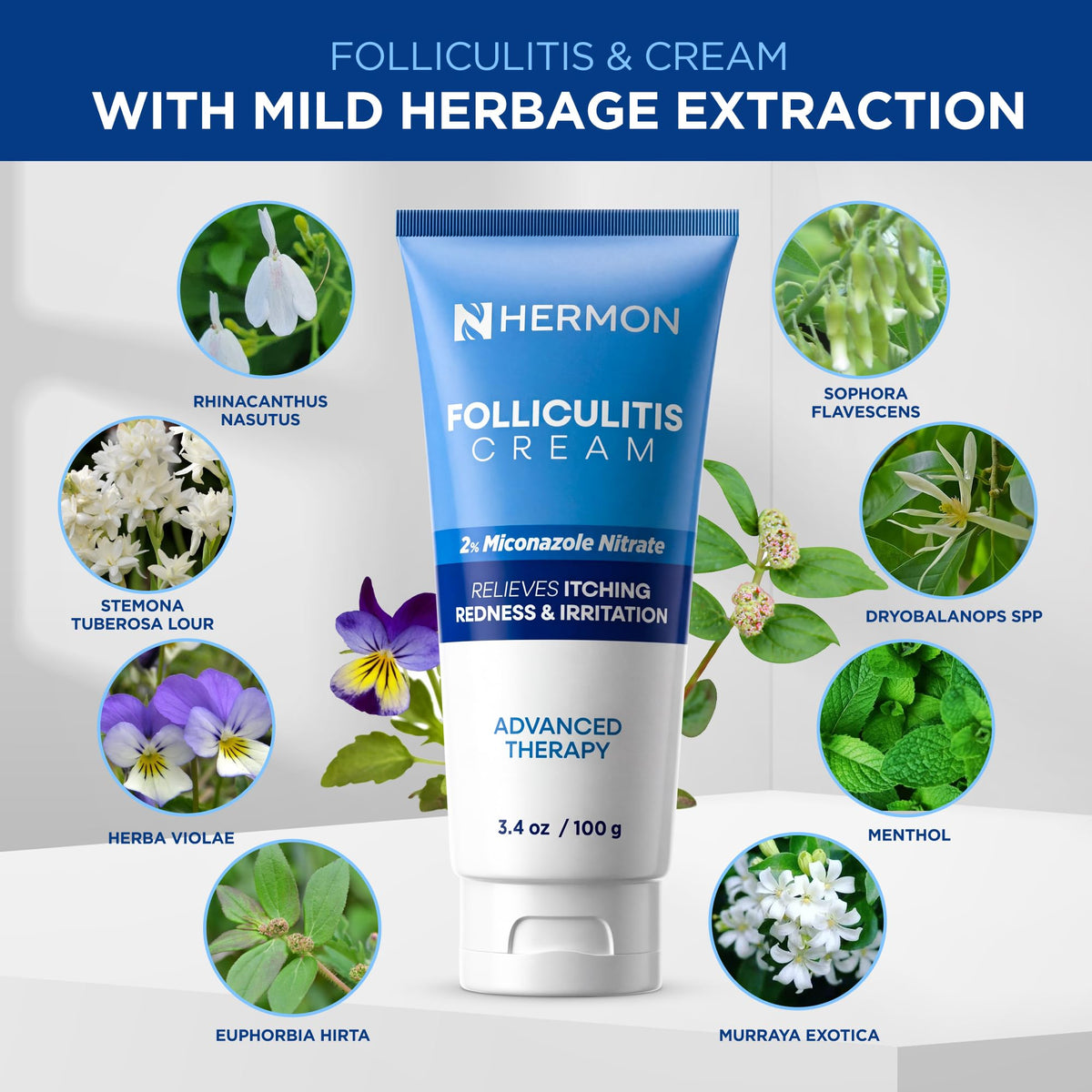 Hermon cream applied to scalp spot treating follicles with precision benefit