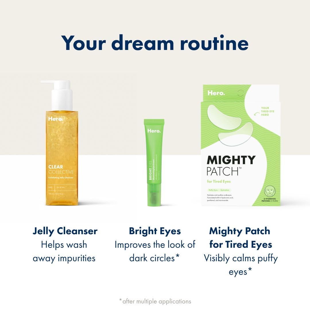 HERO COSMETICS side-by-side visual suggesting improved under-eye brightness