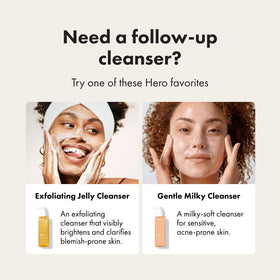 HERO COSMETICS next to a ruler showing 2.2 fl oz travel-friendly size