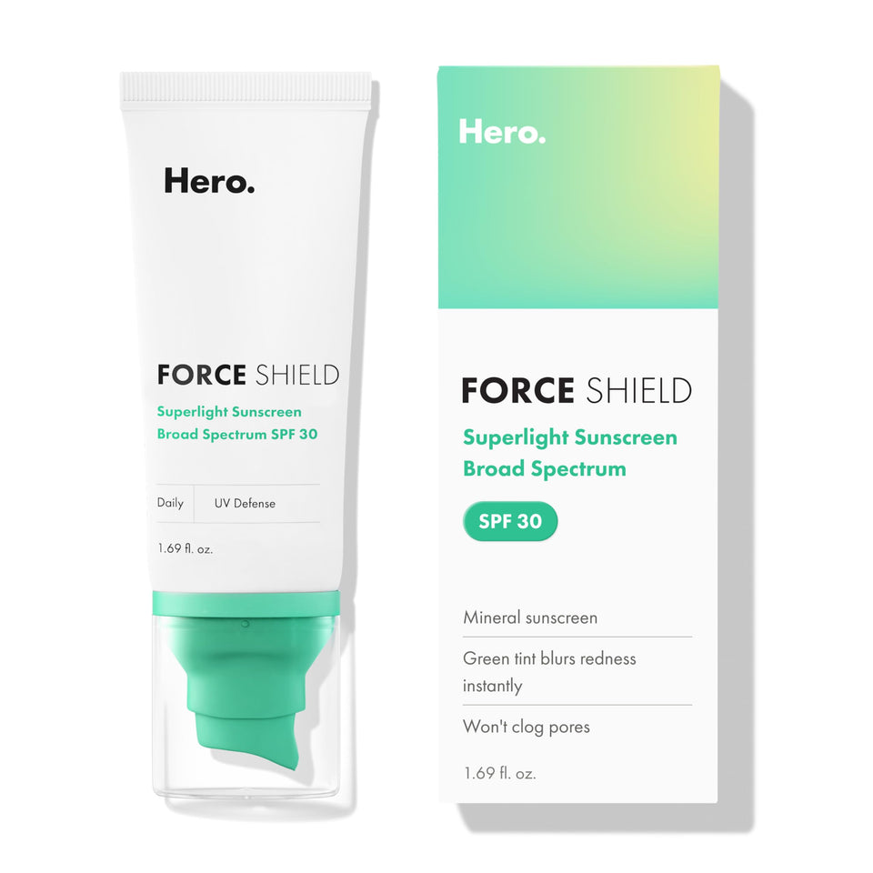 HERO COSMETICS front packaging showing sunscreen tube and label for easy identification
