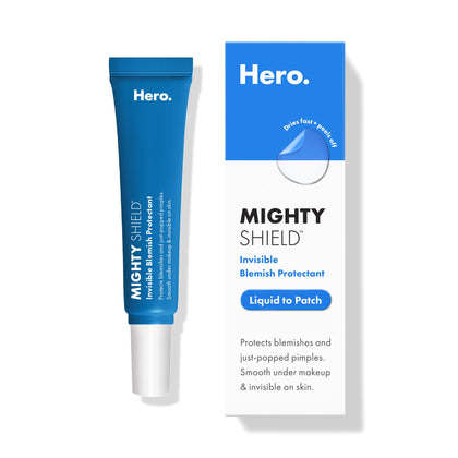 HERO COSMETICS product front packaging showing bottle and label benefit