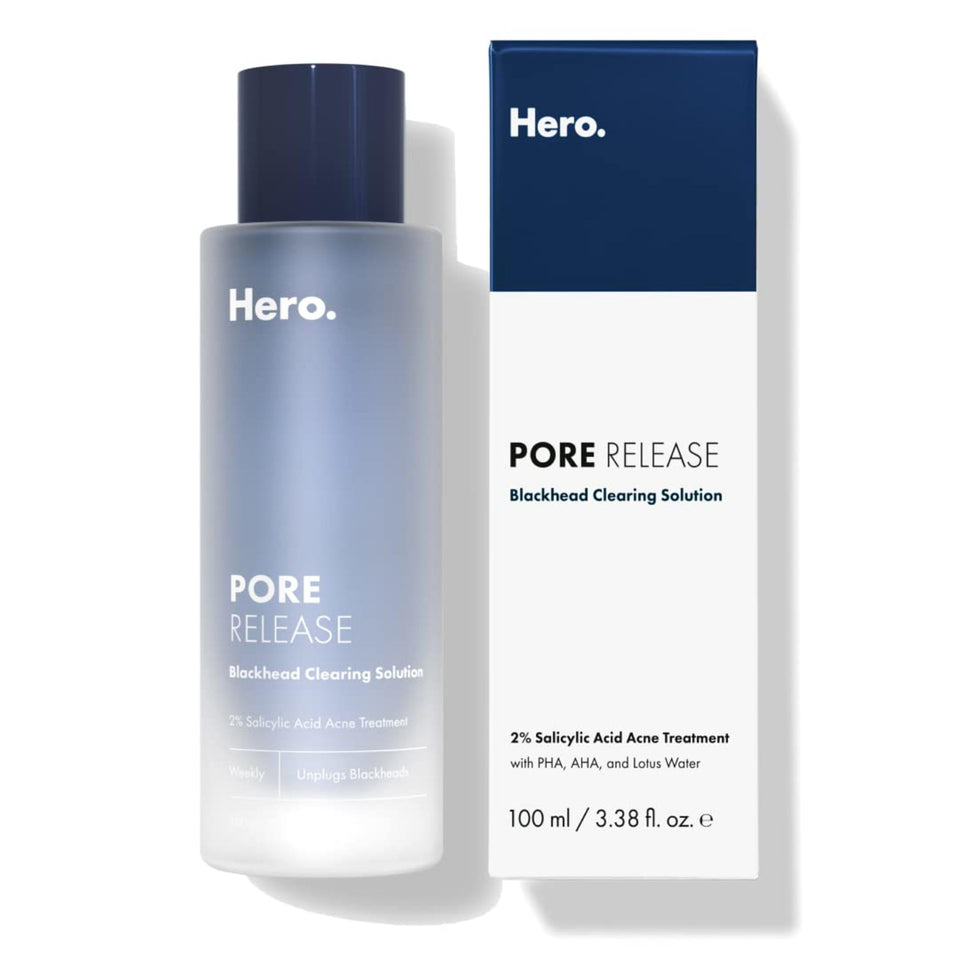 Hero Cosmetics bottle front packaging showing clear label and benefits