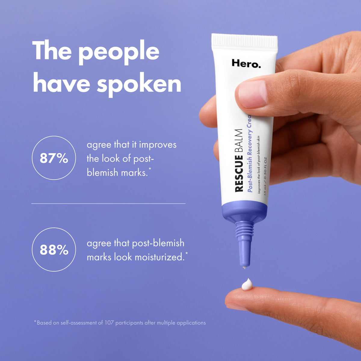 HERO COSMETICS applying Rescue Balm to cheek to soothe post-blemish dryness