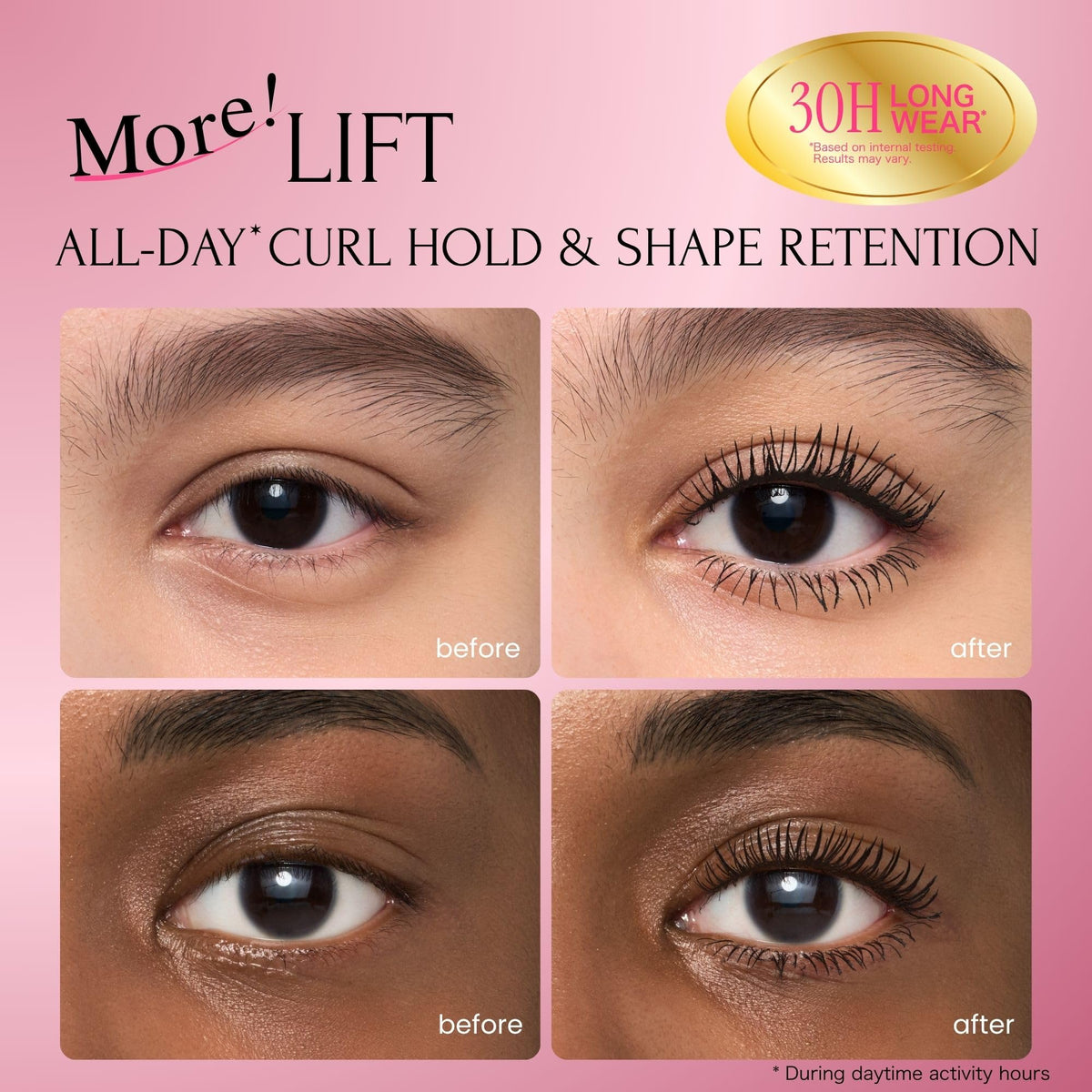 Heroine Make before and after lash comparison for visible volume