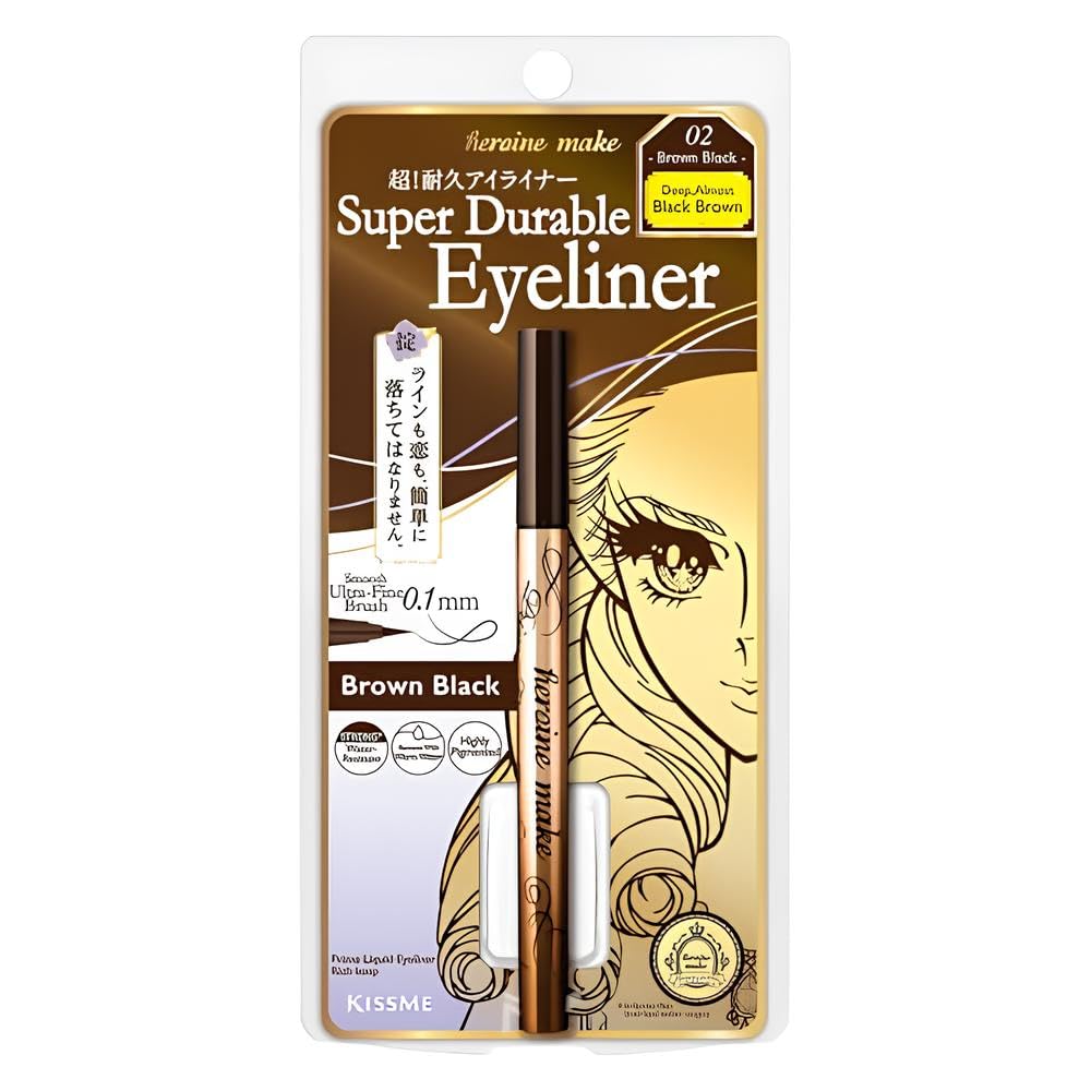 Heroine Make front packaging showing compact eyeliner tube and cap, highlighting durability