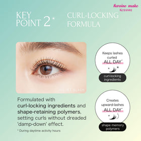 Heroine Make mascara swiped on lashes showing length and curl retention benefit