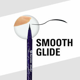 Heroine Make stroke sample on skin illustrating smooth, smudge-proof finish