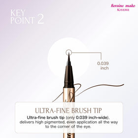 Heroine Make rich brown-black ink swatch on paper demonstrating vibrant, long-lasting color