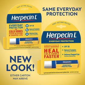 Herpecin-L next to a coin to show compact 0.1 oz travel-friendly size