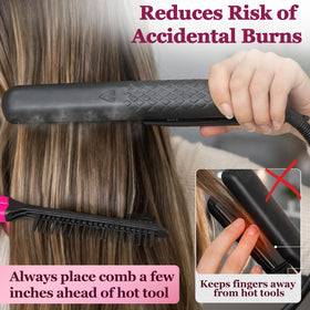 HerStyler comb held in hand showing size for easy travel benefit