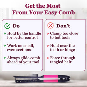 HerStyler lifestyle image using comb in transit for polished hair quickly