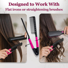 HerStyler compact comb in travel pouch ready for quick touch-ups