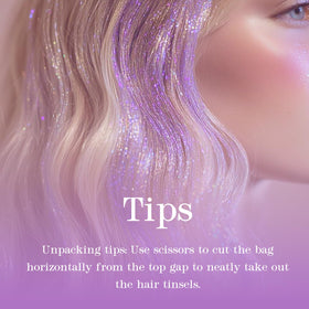 HERSUN clip-in tinsel shown in hair adding instant festival-ready sparkle
