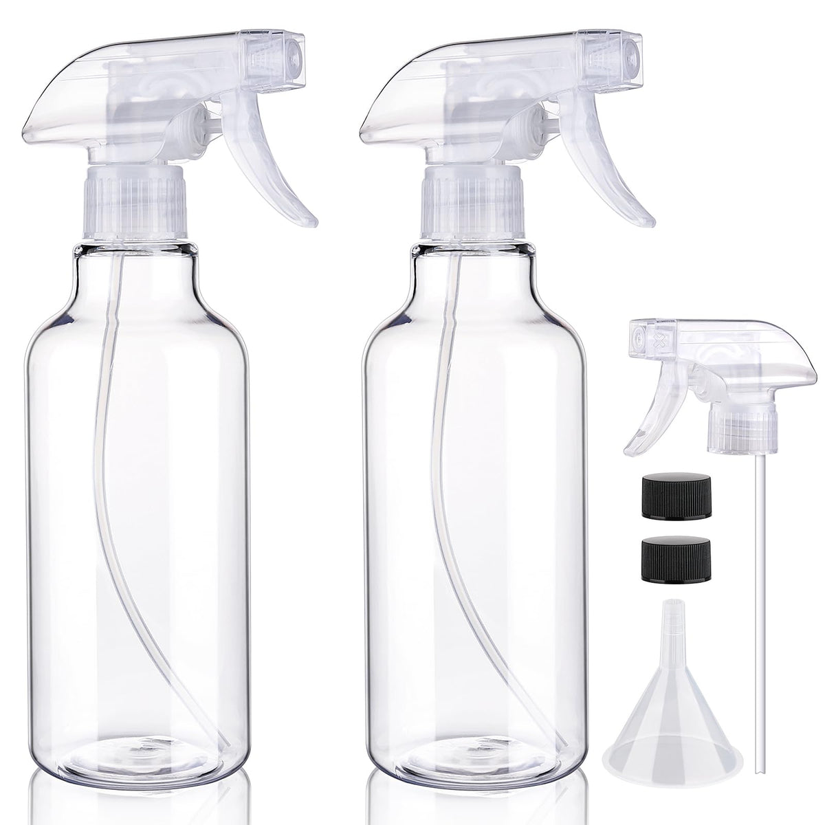 Hethyo clear front view showing two bottles and included parts for durable storage