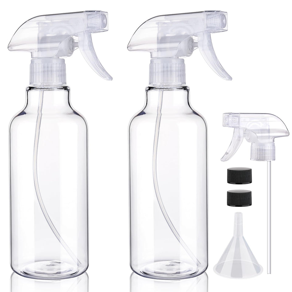 Hethyo clear front view showing two bottles and included parts for durable storage