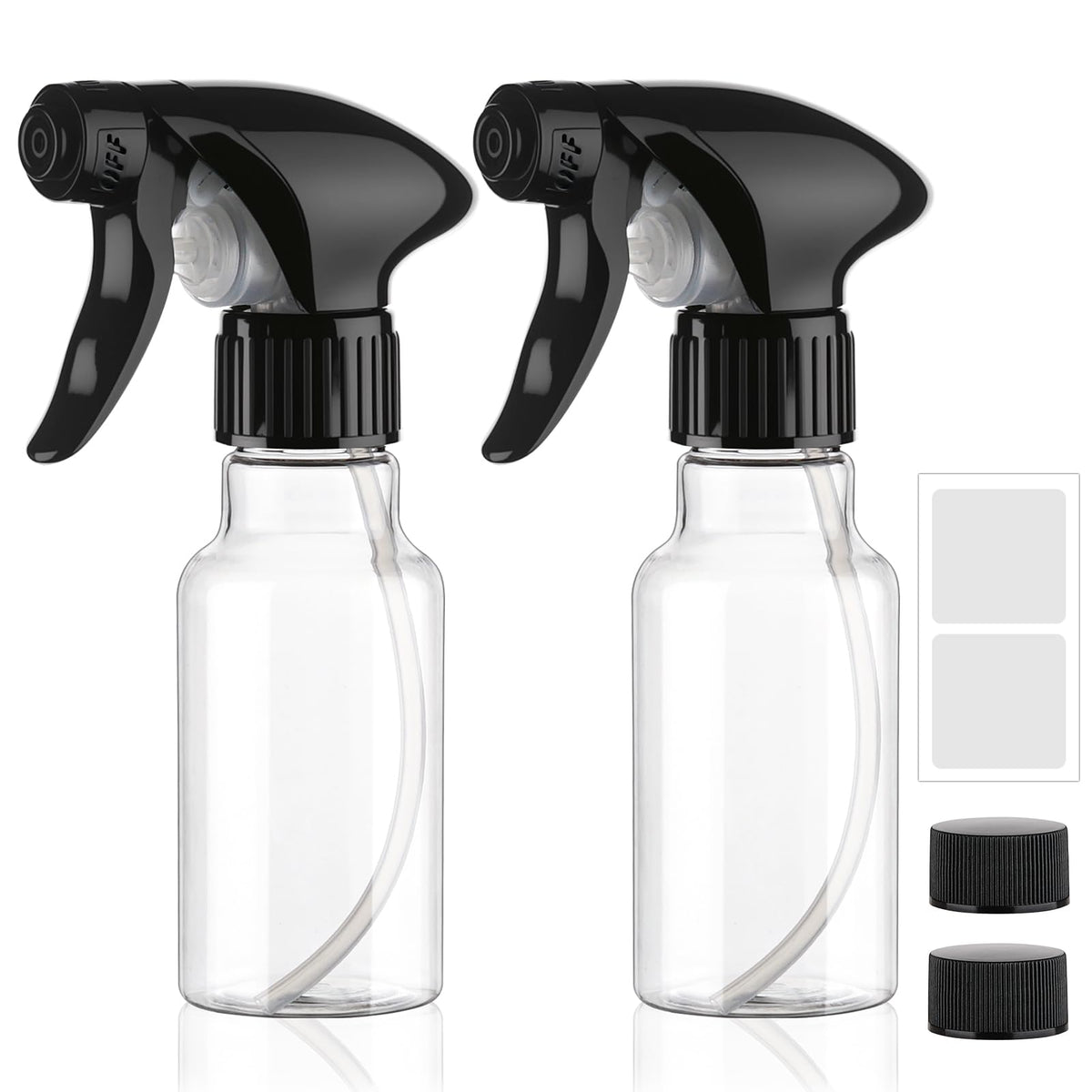 Hethyo clear spray bottles front view shows compact, travel-friendly design and visibility