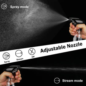 Hethyo misting houseplants in garden, providing gentle, controlled plant care